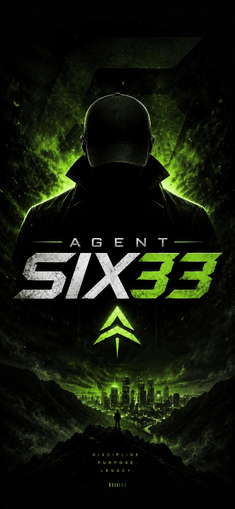 The AGENT SIX33 phone wallpaper: Discipline. Purpose. Legacy.